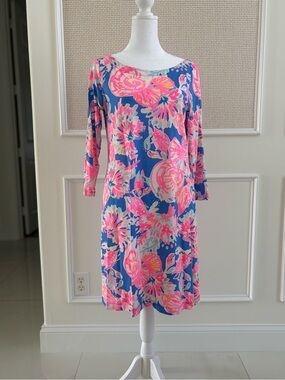 Lilly Pulitzer Noelle Blue Bay Dreamin Pink Shell print - Small